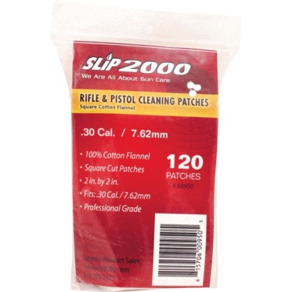 Slip 2000 Cleaning Patches 2" - Square .30-7.62mm 120-pack