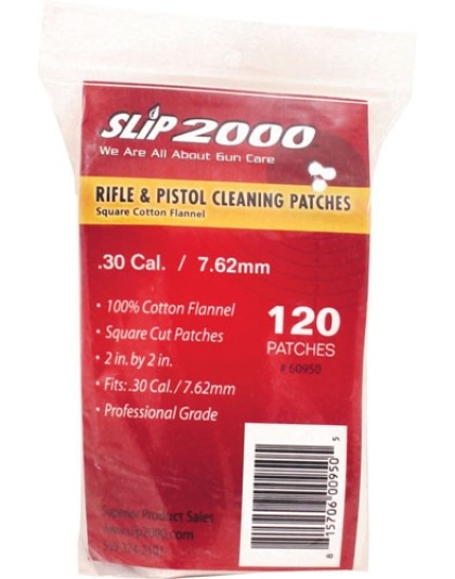 Slip 2000 Cleaning Patches 2" - Square .30-7.62mm 120-pack