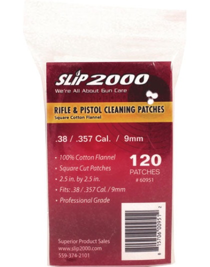 Slip 2000 Cleaning Patches - 2.5"sq .38-357-40-9mm 120-pack