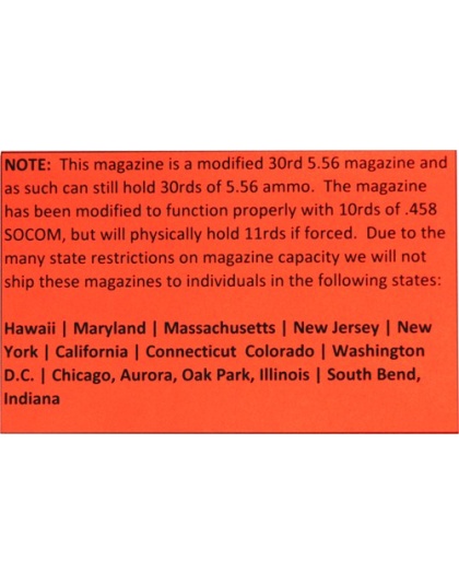Cmmg Magazine Mkw15 .458 Socom - 30rd Modified To 10rd Hi-cap