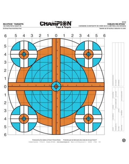 Champion Re-stick 100 Yd Rifle - Sight In Self-adhesve Trt 25-p